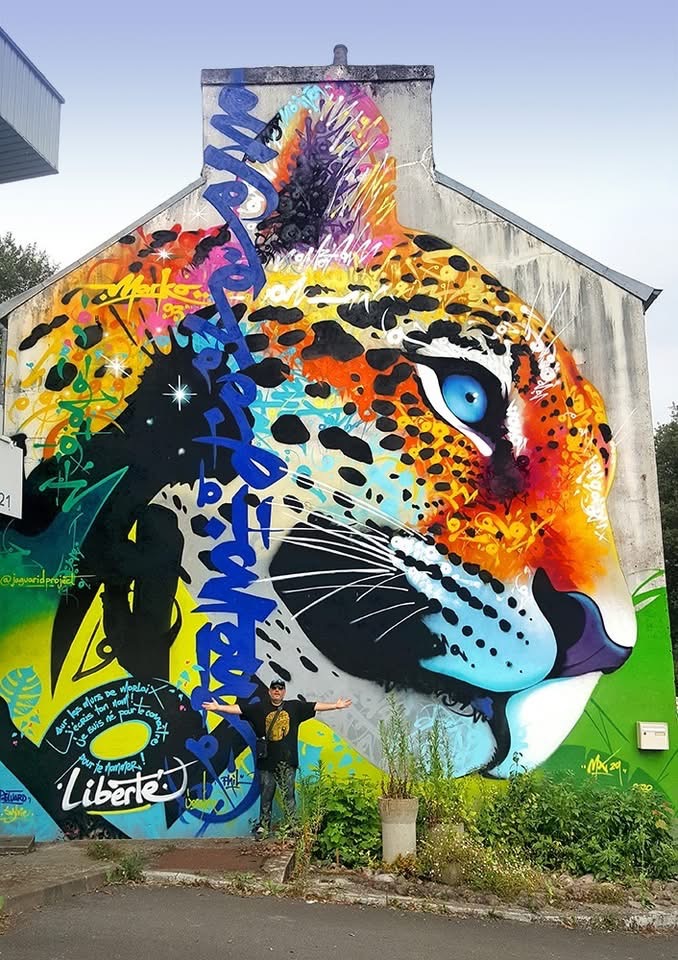 MARKO 93 — fresque jaguar « Liberté » à Morlaix